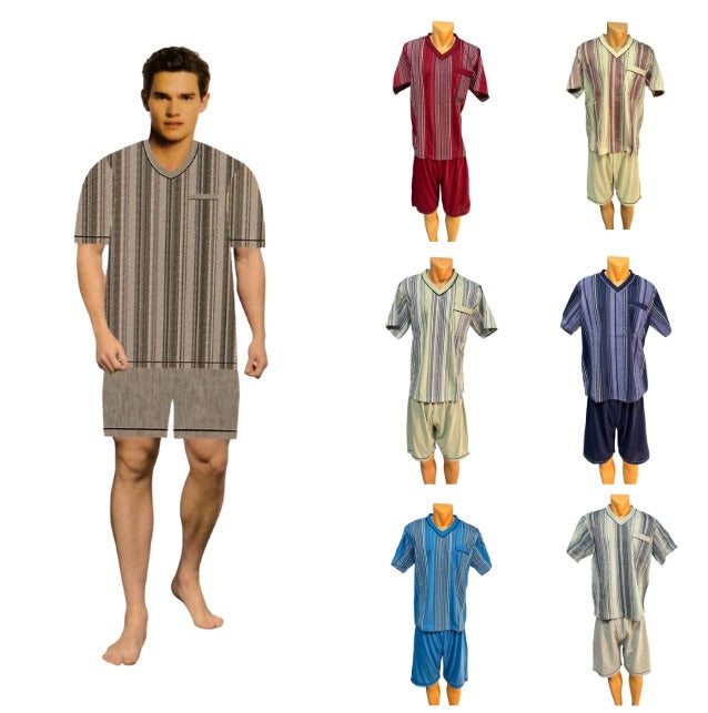 Herren Schlafanzug Kurz Pyjama Baumwolle — Sommer M bis 2XL
