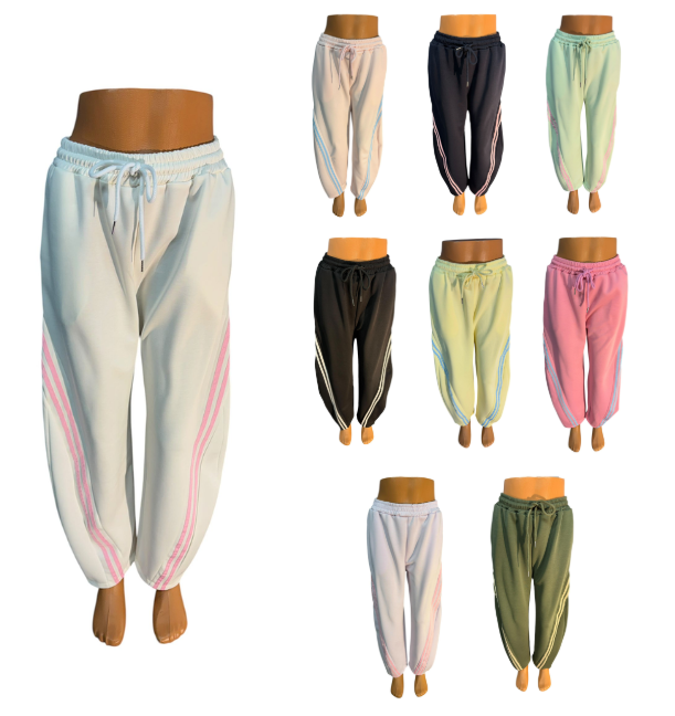 Damen Jogginghose Italien — Viscose Streifen Freizeithose One Size