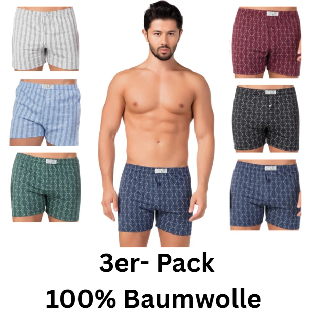 3er Pack Herren Boxer Shorts Baumwolle Boxershorts Unterwäsche S-3XL Farbmix