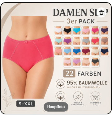 The Bakis Damen-Slip S-3XL 22 ver. Farben, 3er- oder 6er.Pack, Gr.40/42 - 56/58