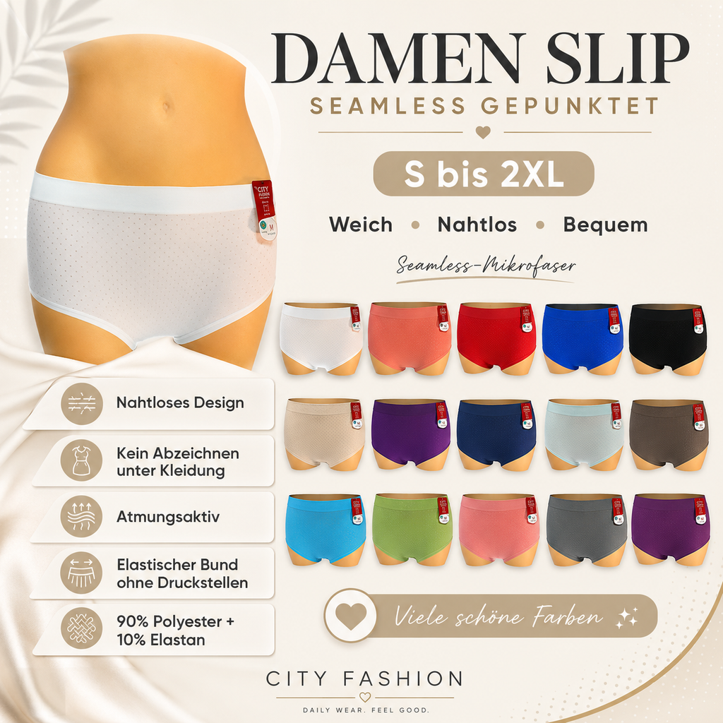 Damen Slip Seamless gepunktet — Komfort-Panty S bis 2XL