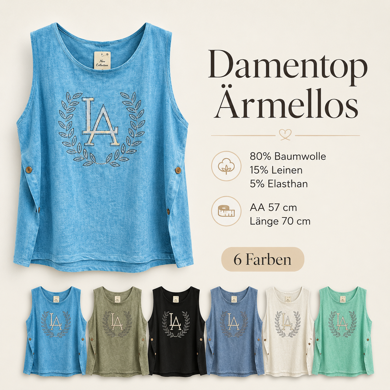 Damentop Ärmellos "LA"