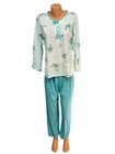 Damen Schlafanzug Pyjama Set Baumwolle Langarm