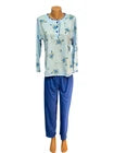 Damen Schlafanzug Pyjama Set Baumwolle Langarm