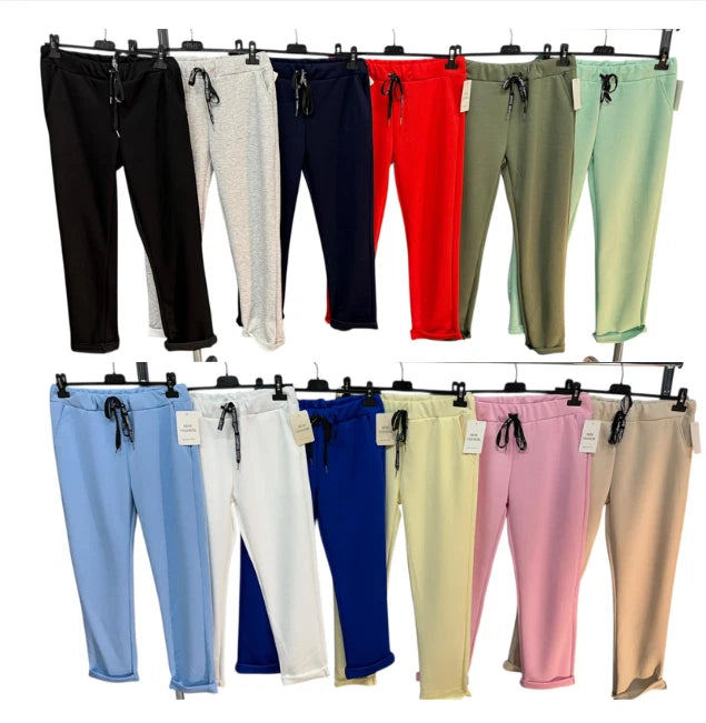 Damen Sommerhose One Size — High Waist mit Gürtel, viele Farben