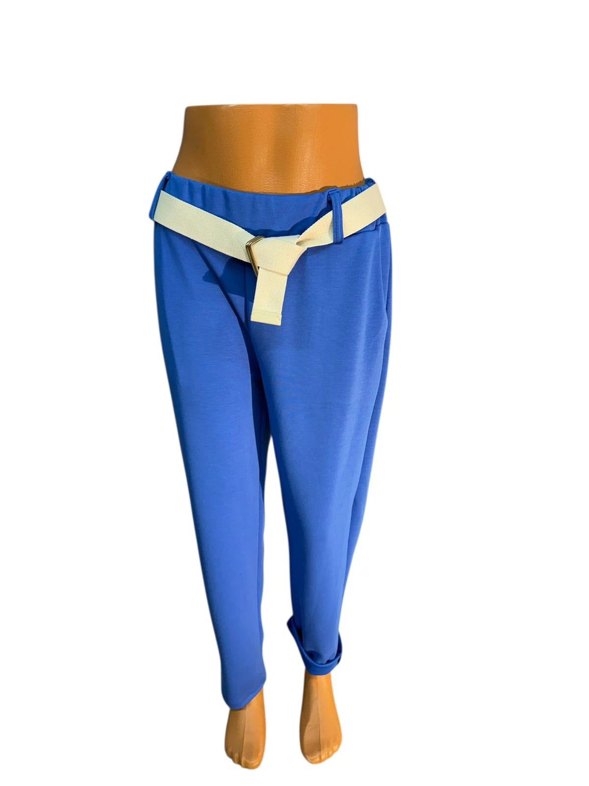 Damen Sommerhose One Size — High Waist mit Gürtel, viele Farben