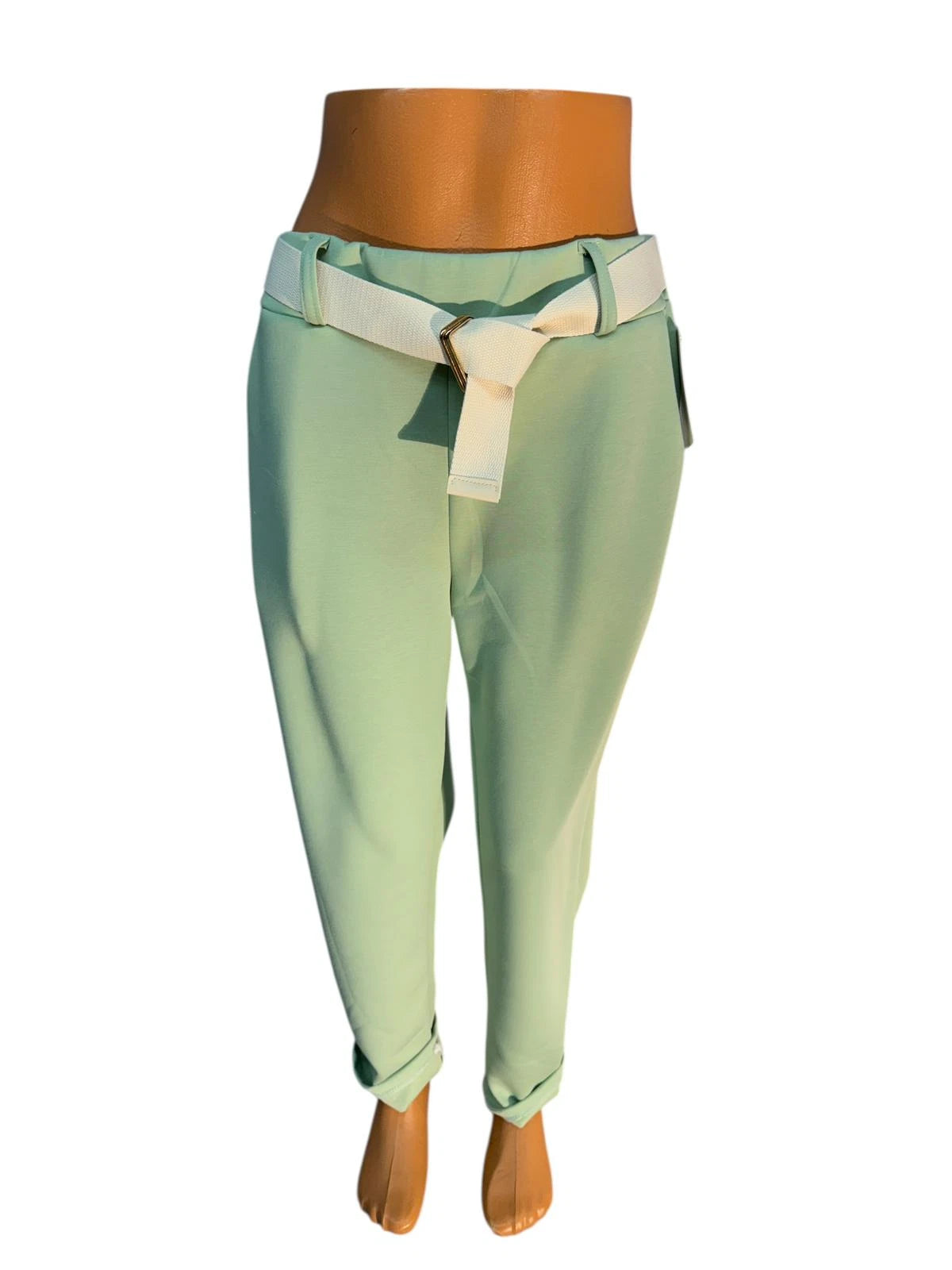 Damen Sommerhose One Size — High Waist mit Gürtel, viele Farben