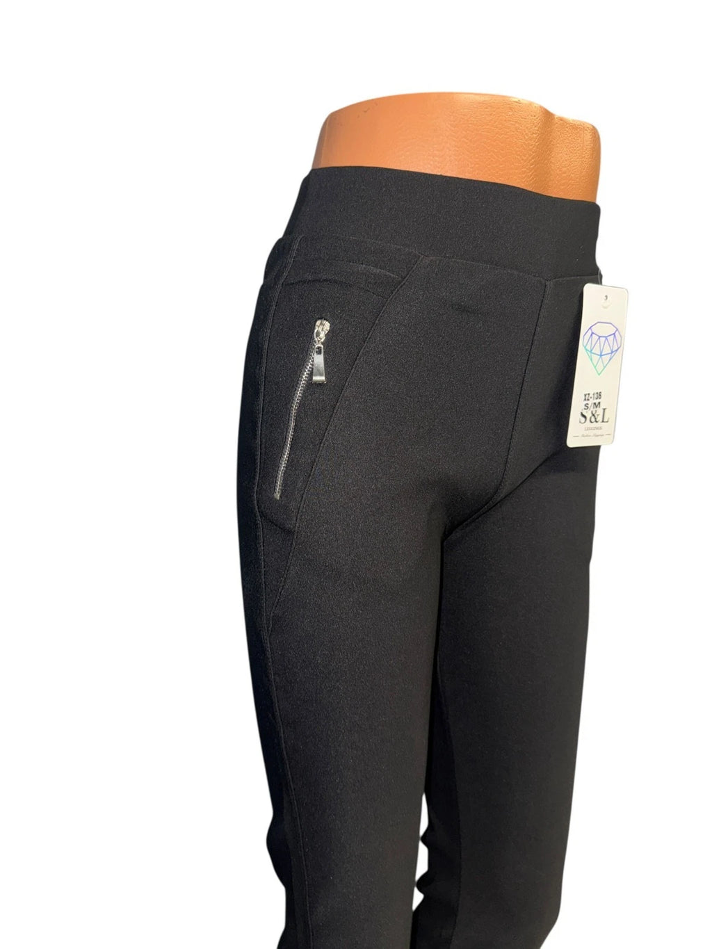 Damen Stretch-Hose Schwarz mit Reißverschluss — Elegant & Modern