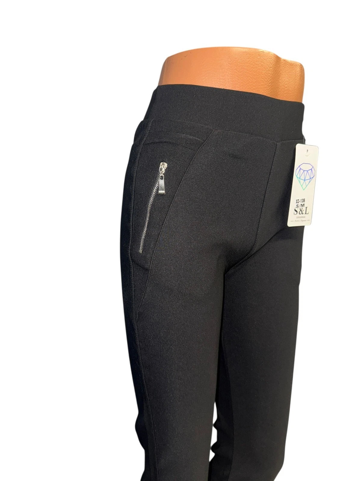 Damen Stretch-Hose Schwarz mit Reißverschluss — Elegant & Modern