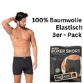 Herren Boxer Shorts 3er-Pack Schwarz Baumwolle — mit Eingriff & Knopf S–3XL