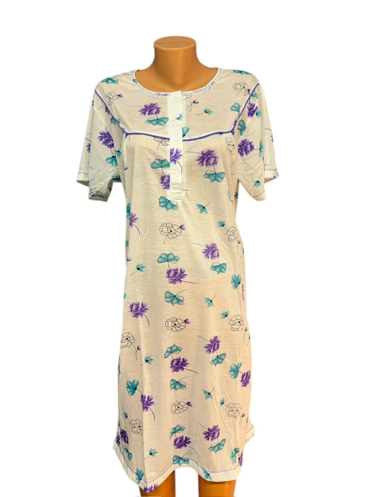 Damen Nachthemd Baumwolle Kurzarm — Schlafkleid M bis 3XL