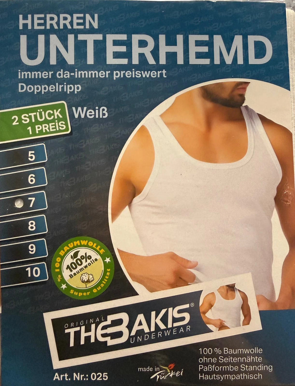 Herren Unterhemd 2er-Pack Doppelripp 100% Baumwolle Weiß — S–3XL