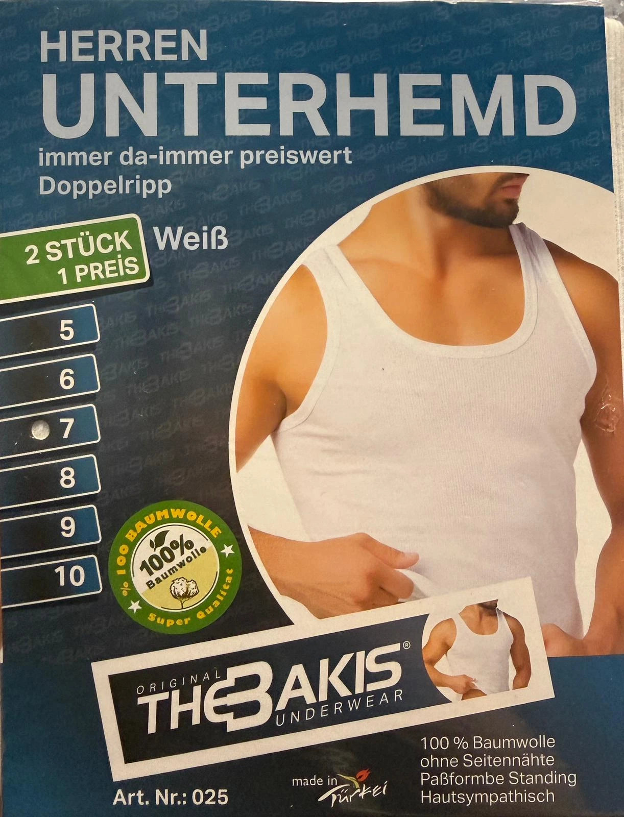 Herren Unterhemd 2er-Pack Doppelripp 100% Baumwolle Weiß — S–3XL