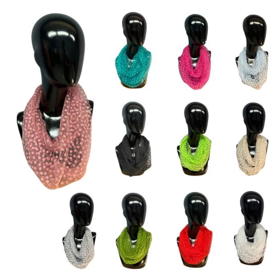 Damen Loop Schal gepunktet — Rundschal weich leicht viele Farben