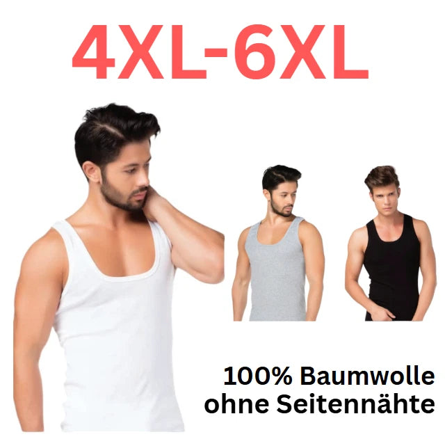 Herren Unterhemd 2er-Pack Doppelripp Weiß — Große Größen 4XL–6XL