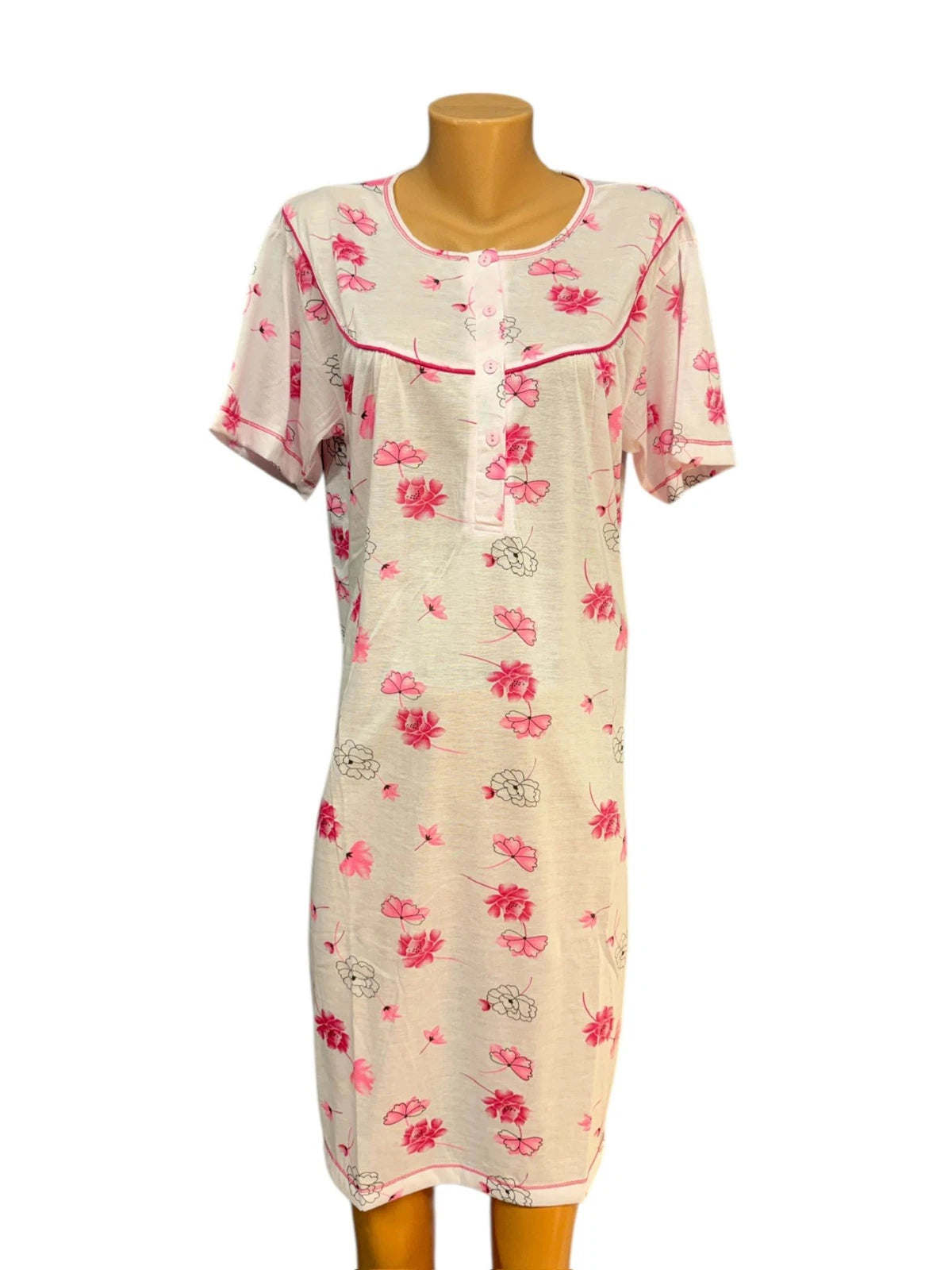 Damen Nachthemd Baumwolle Kurzarm — Schlafkleid M bis 3XL