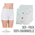 Damen Panty mit Bein 3er-Pack Baumwolle — Boxerslip Gr. 36–58