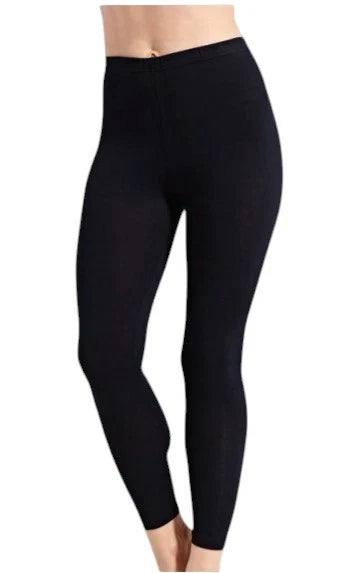 Damen Leggings Lang Schwarz Baumwolle Elastisch — Stretch Hose S–3XL