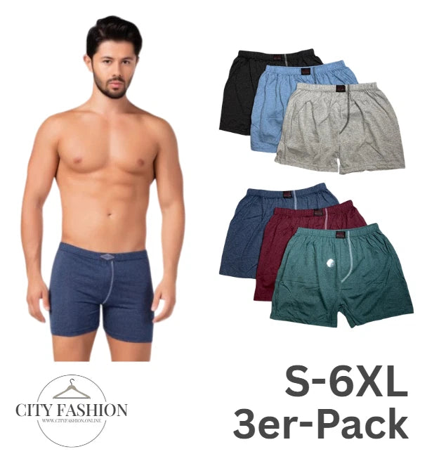 Herren Boxershorts 3er-Pack Baumwolle — ohne Eingriff S–6XL