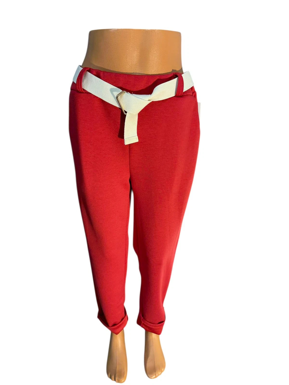 Damen Sommerhose One Size — High Waist mit Gürtel, viele Farben